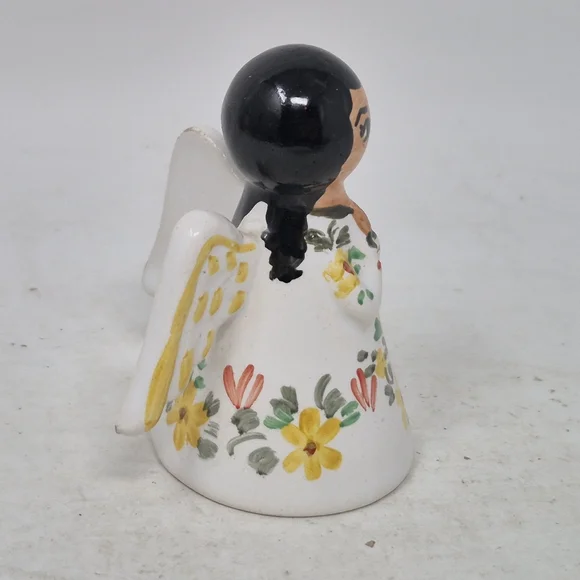 Hand-Painted Mexican Pottery Angel Figurine with Floral Design - Picture 3 of 6